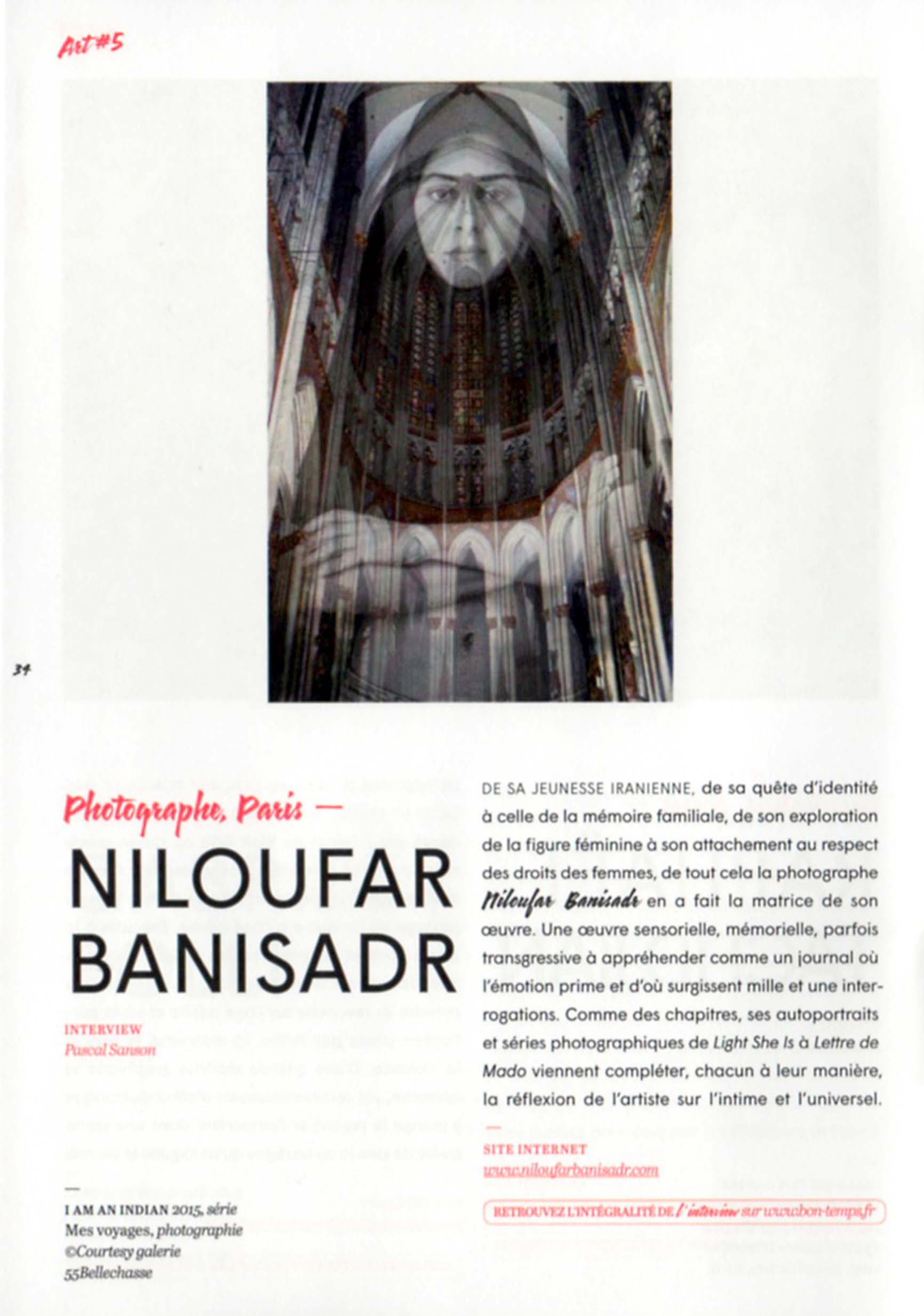 Niloufar Banisadr press article on Bon Temps Magazine