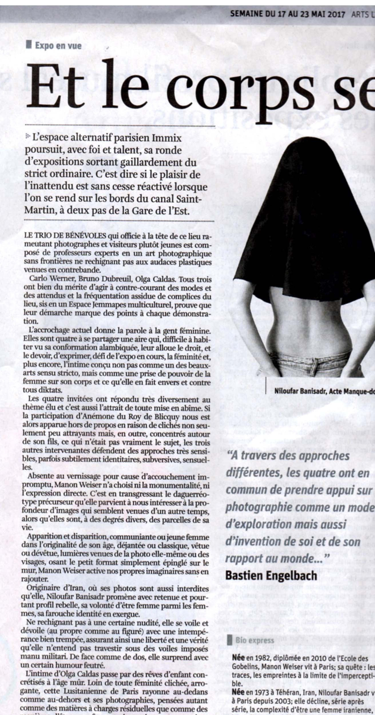Niloufar Banisadr press article on La libre Belgique