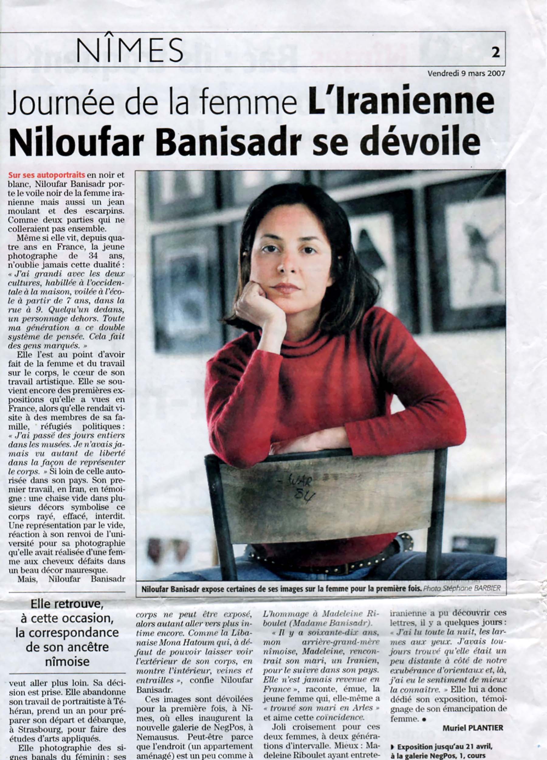 Niloufar Banisadr press article on Midi Libre