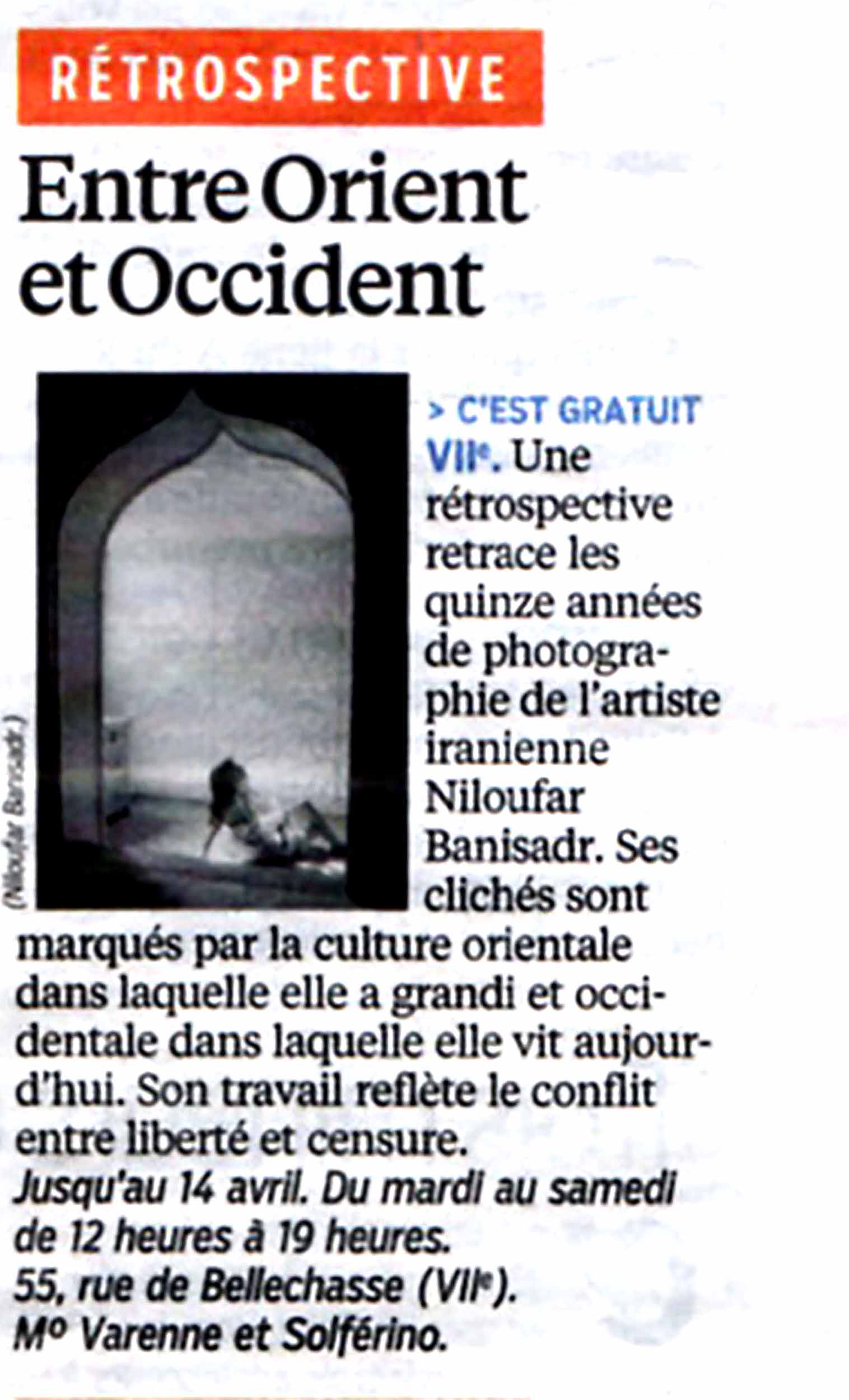 Niloufar Banisadr press article on Le Parisien
